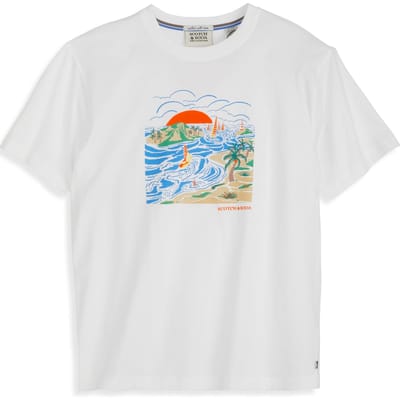 Scotch & Soda Graphic Tee Bright White Taglia: S | T-shirt stampate Outlet | Uomo | Bianco