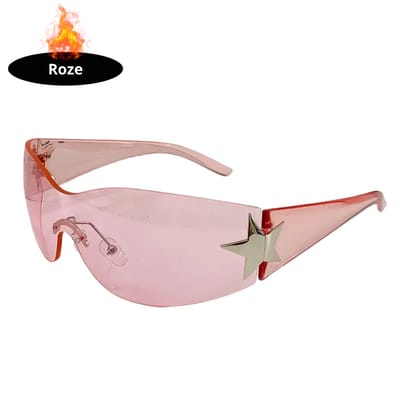 Livano - Festival Bril - Rave - Space - Techno - Freaky Glasses - Heren - Dames - Zonnebril - Transparant roze