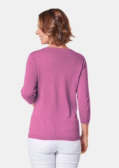 Ongecompliceerde pullover met een V-hals - roze - Gr. 42 van Goldner Fashion