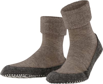 FALKE Cosyshoe Noppen op de zool wol huissokken heren bruin - maat 45-46