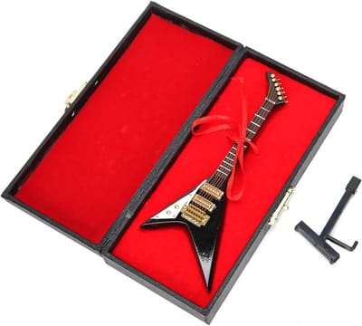 Gitaar miniatuurmodel - Muziekdecoratie - Verzameling cadeau - Zeer gedetailleerd - 14 cm - Zwart