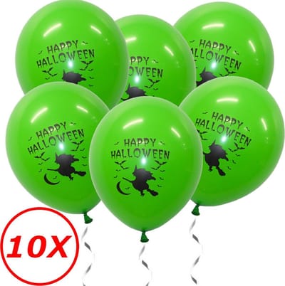 Halloween Versiering Decoratie Helium Ballonnen Feest Versiering Halloween Accessoires Ballon Groen Heks – 10 Stuks