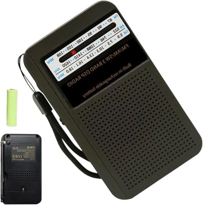 Draagbare Radio - Compacte Radio Batterijen - Buitenactiviteiten - Weeralarm Functionaliteit - 11.5x6.7x2.6cm - Goud