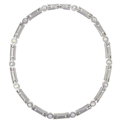 Behave Ketting dames mat zilverkleur met multi kleur steentjes - 45cm