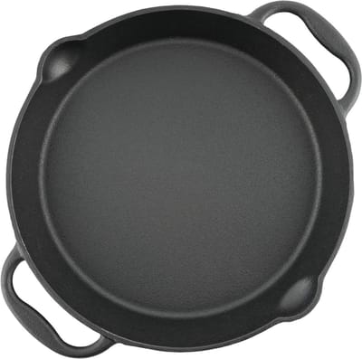 GTB® Gietijzeren Pan Bbq - Gietijzeren Skillet - Pan Bbq - Zwart - 31cm x 27cm x 5cm
