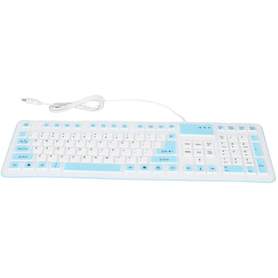 Clavier pliable en silicone 106 touches, étanche à la poussière, pliable, filaire, USB, silencieux bleu