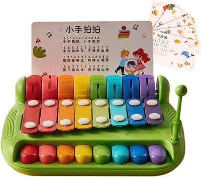 Pianoxylofoon Speelgoed - Muziek Instrument - Educatief Spel - 8 Kleurrijke Toetsen - 21x16x6cm - Veelkleurig