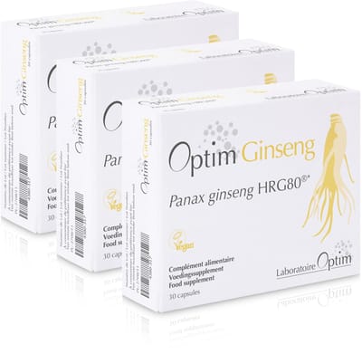 Optim Ginseng PACK 3 X 90 capsules - Koreaanse ginseng capsules- Rode Panax ginseng poeder gekweekt in België - vitaliteit en energie - ginseng voor mannen