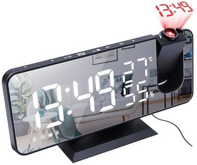 TOVBMUP Wekker - Wekker met projectie - Wekkerradio met USB-aansluiting - Groot LED-scherm - Dubbele wekker