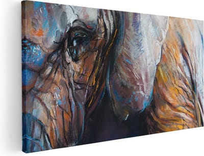 Artaza Canvas Schilderij Olifant - 40x20 cm - Klein - Wanddecoratie Dieren - Muurdecoratie Abstract - Schilderijen Op Canvas