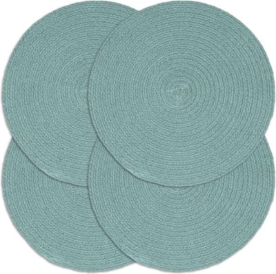 vidaXL - Placemats - 4 - st - rond - 38 - cm - katoen - effen - groen