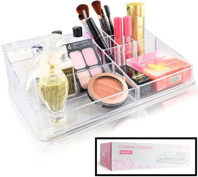 XLL Make up Organizer met 9 Vakken - Makeup Organizer Transparant - Sieraden - Make-up - Cosmetica - Tafel Opbergdoos