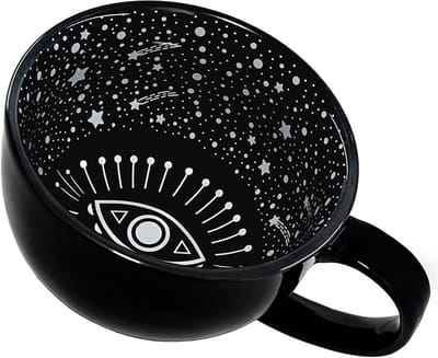 Keramische theekop zwart met heksengezicht 15 oz - Halloween