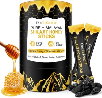 Pure Himalaya Shilajit Sticks met biologische honing en saffraan (30 tellen) | Gemakkelijk Shilajit Sticks voor eenmalig gebruik | Verhoogt energie en immuniteit met 85+ sporenmineralen, 75%+