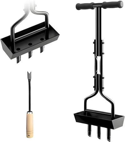 Gazonbeluchter Uitboren - Gazonbeluchter Tool - Gazon Onderhoud - Bodemkern Opvangbak - N.v.t. - Zwart