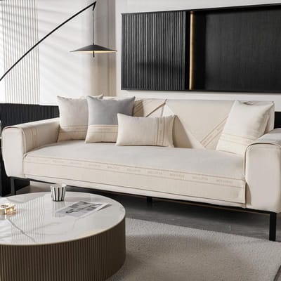 Crème Kleurige Chenille Bankkussen, Universeel voor Alle Seizoenen, High-end Light Luxury, Antislip Bankhoes, Doek Handdoekhoes, Zitkussen 70*70cm