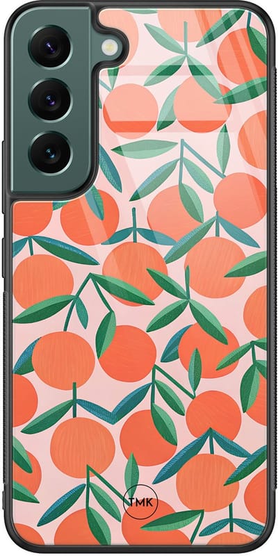 Hoesje geschikt voor Samsung Galaxy S22 - Sweet oranges - Oranje - TPU luxe case (glossy toplaag) - Print - Hardcase backcover zwart