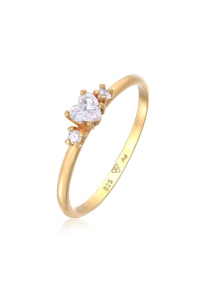 Elli - Ring - Dames verlovingsring hart met zirkonia kristal in 925 sterling zilver - Dames