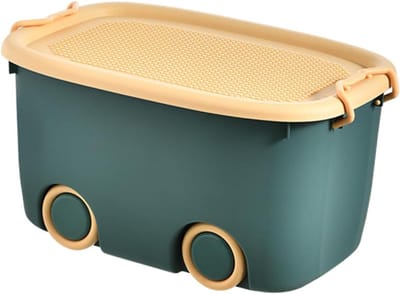 Opbergdoos Met Wielen - Speelgoed Organizer - Huis Opruimen - Stapelbaar Ontwerp - 47x315 cm - Geel