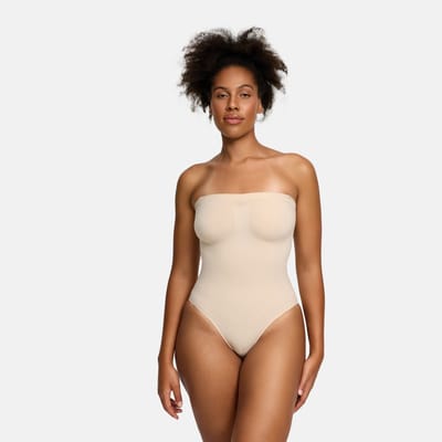 cfab - Strapless corrigerende bodysuit met bijpassend slipje - Zandkleur XS - Corrigerende Body - Naadlos - corrigerend ondergoed dames