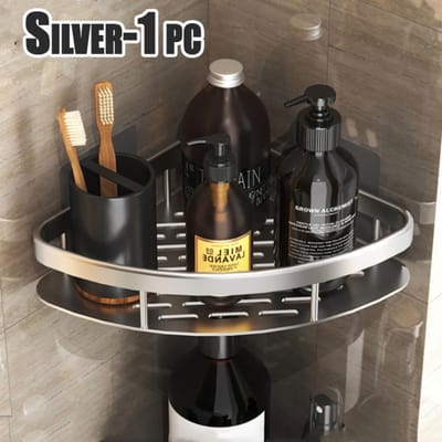 Wandhangende Hoek Rechthoekig Rek Badkamerplank Handdoekenrek Planken Muur Douche Shampoo Rek Geen Boorplank Statief black