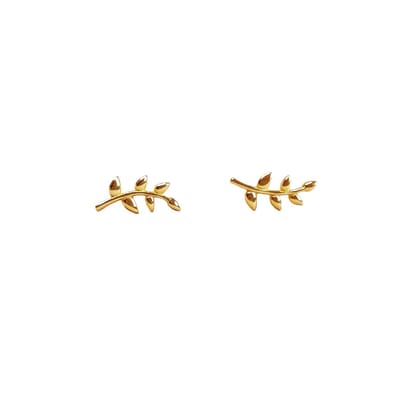 Ava & Imber Leaf Studs | Goud Vermeil | Verguld 925 Sterling Zilveren Oorbellen | Gouden Oorstekers Blad