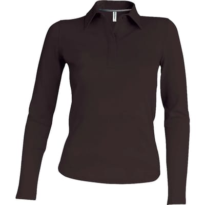 Kariban Damespolo lange mouwen K244 - Chocolate - 3XL