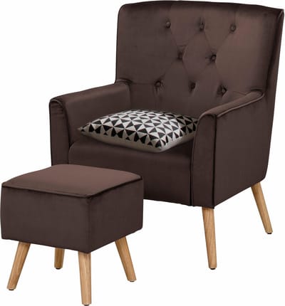 Michigan-Fauteuil & Kruk - Bruin Velours