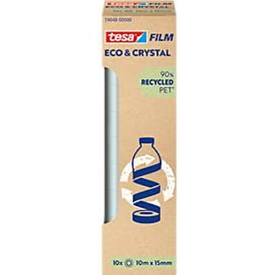 tesafilm® eco & crystal plakband, transparant, scheurvast, L 10 m x B 15 mm, 10 rollen