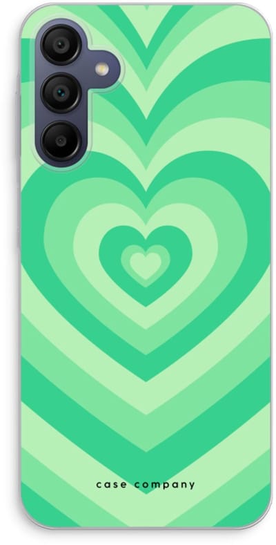 Case Company® - Hoesje geschikt voor Samsung Galaxy A15 hoesje - Hart Groen - Soft Cover Telefoonhoesje - Bescherming aan alle Kanten en Schermrand