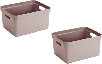 Sunware opbergbox Sigma - 2x stuks - kunststof - 32 liter - roze - opberg dozen/bakken - opbergers - 45 x 35 x 24 cm