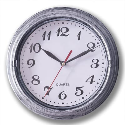 Stille Wandklok - Decoratieve Klok - Thuis Decoratie - Niet-tikkend Mechanisme - 20 cm Diameter - Zilver Metallic