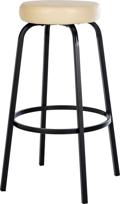 CLP Kamari Barkruk - met metalen frame - met voetsteun - mat zwart/creme