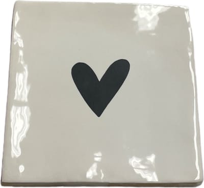 Hippe tegeltje met tekst: Hartje | Wit met zwart | Gepersonaliseerde cadeau | Hippe Spreuktegel | Nieuwe woning cadeau | Housewarming cadeau