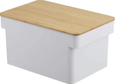 Broodtrommel - Keuken opberger - Brood bewaren - Deksel als snijplank - 35 cm - Wit