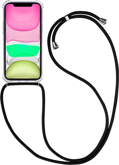 Hoesje - Geschikt voor Apple iPhone 11 - Met Koord - Shock Proof - Siliconen Case - Telefoonkoord - Back Cover - Telefoon Hoes Shockproof - Telefoonketting - Telefoonhoes - Transparant