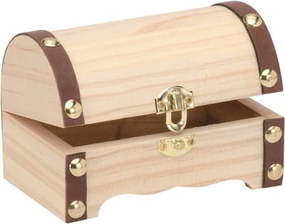Glorex hobby houten schatkistje met sluiting en deksel - 11 x 7 x 7 cm - Sieraden/spulletjes/sleutels - kleine kistjes