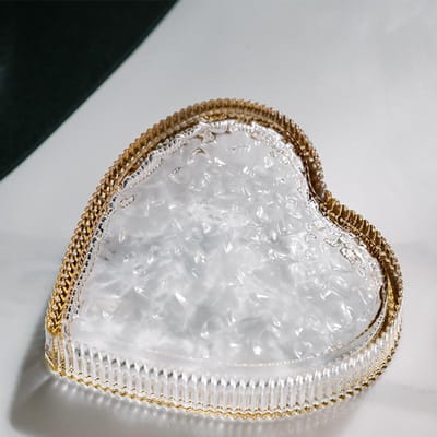 Japans Stijl Liefde Hartvormig Glazen Dinerbord, Schaal met Gouden Rand, Fruit Dessertbord, Wierookbakje, Opbergbakje voor Sieraden white