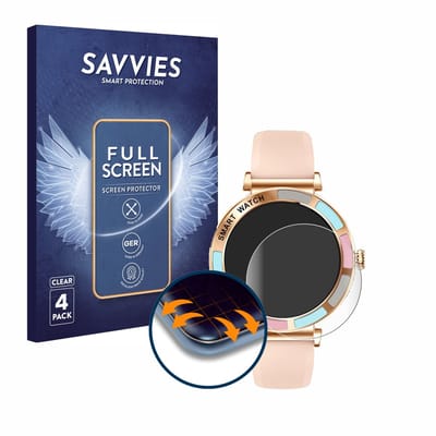 Savvies - Screenprotector voor Bekomiya Smartwatch 1.27" - Folie Beschermfolie transparant volledig dekking 4 Stuks