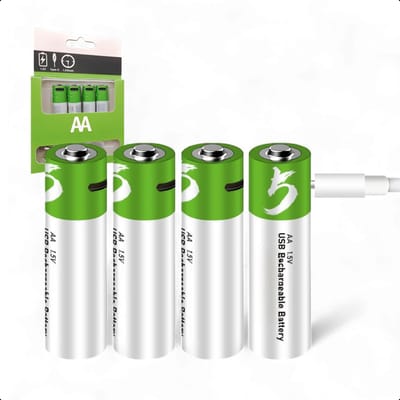 Tech Essentials AA USB-C Oplaadbare Batterijen - 4-Pack - 1.5V - 2600mWh - Li-ion - Lithium