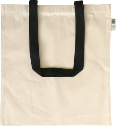 20 stuks Fairtrade draagtas van eco katoen met gekleurde hengsels, zwart