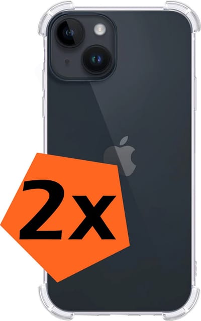 Hoes - 2 Stuks - Geschikt voor Apple iPhone 15 - Sterk & Shockproof - Siliconen Case - Back Cover - Telefoon Hoesje Shock Proof - Transparant