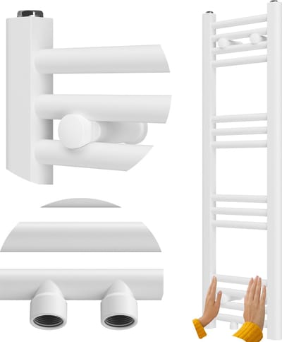 Granitan Badkamerradiator Raven - 100x30cm - Wit - Ladderverwarming - Handdoekradiator