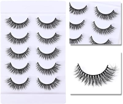 5 Paar Zwarte Nepwimpers Extra Volume Wimperextensions DIY Plakken voor Opvallende Langere Wimpers Maak je Ogen Groter zonder Krul H17