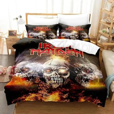 Iron Heavy Metal Maidens Beddengoedset Dekbedovertrek Bedset Quiltovertrek Kussensloop Dekbed King Queen Size Jongens Volwassen Beddengoedset 70x133cm 2pcs