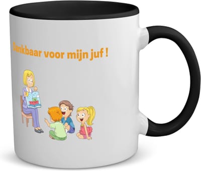 Akyol - dankbaar voor mijn juf koffiemok - theemok - zwart - Juf - leraressen - verjaardag - cadeautje voor juf - juf artikelen - kado - geschenk - gift - verjaardagscadeau - juffendag - 350 ML inhoud