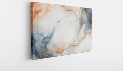 Saammp Canvas Schilderij - Goud blauw - Marmer - Abstract kunstwerk - 30x20 - Foto op canvas - Wanddecoratie - Muurdecoratie Woonkamer - Slaapkamer decoratie - Canvas Print