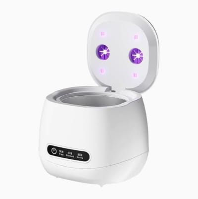 Huishoudelijke Ultrasoon Reiniger Met UV – 3 Reinigingsstanden 185ML – Geschikt voor kunstgebit, beugels en sieraden – USB Oplaadbaar – Wit