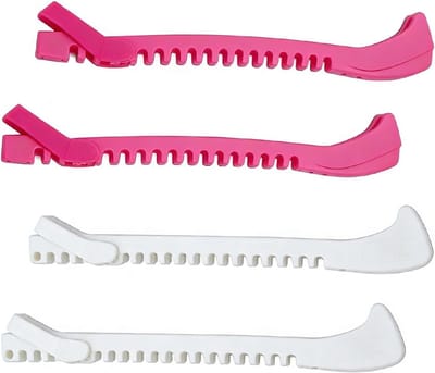 Verstelbare kunstschaatsbeschermers, 2 paar, op maat te snijden, accessoires voor kinderen en volwassenen, veilig en comfortabel (roze + wit)