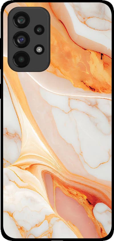 Smartphonica Telefoonhoesje voor Samsung Galaxy A73 5G met marmer opdruk - TPU backcover case marble design - Oranje geschikt voor Samsung Galaxy A73 5G